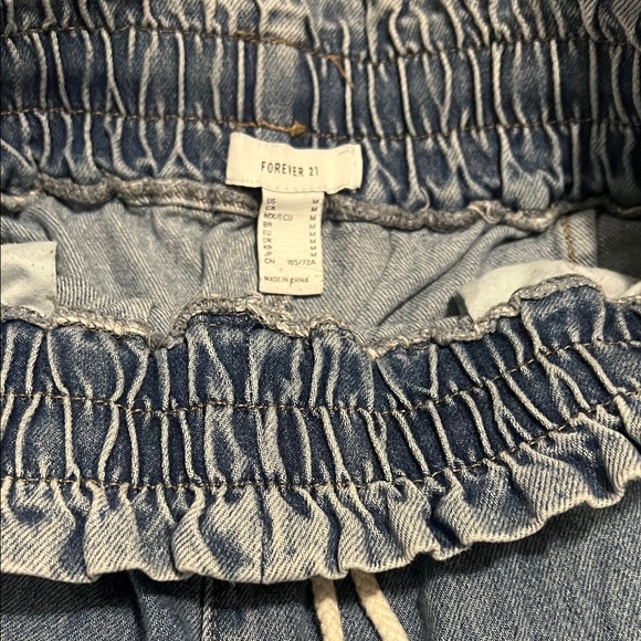 Wide Leg Jeans 90’s Style Denim Drawstring Waist Boho Medium Elastic Waist - Picture 6 of 12